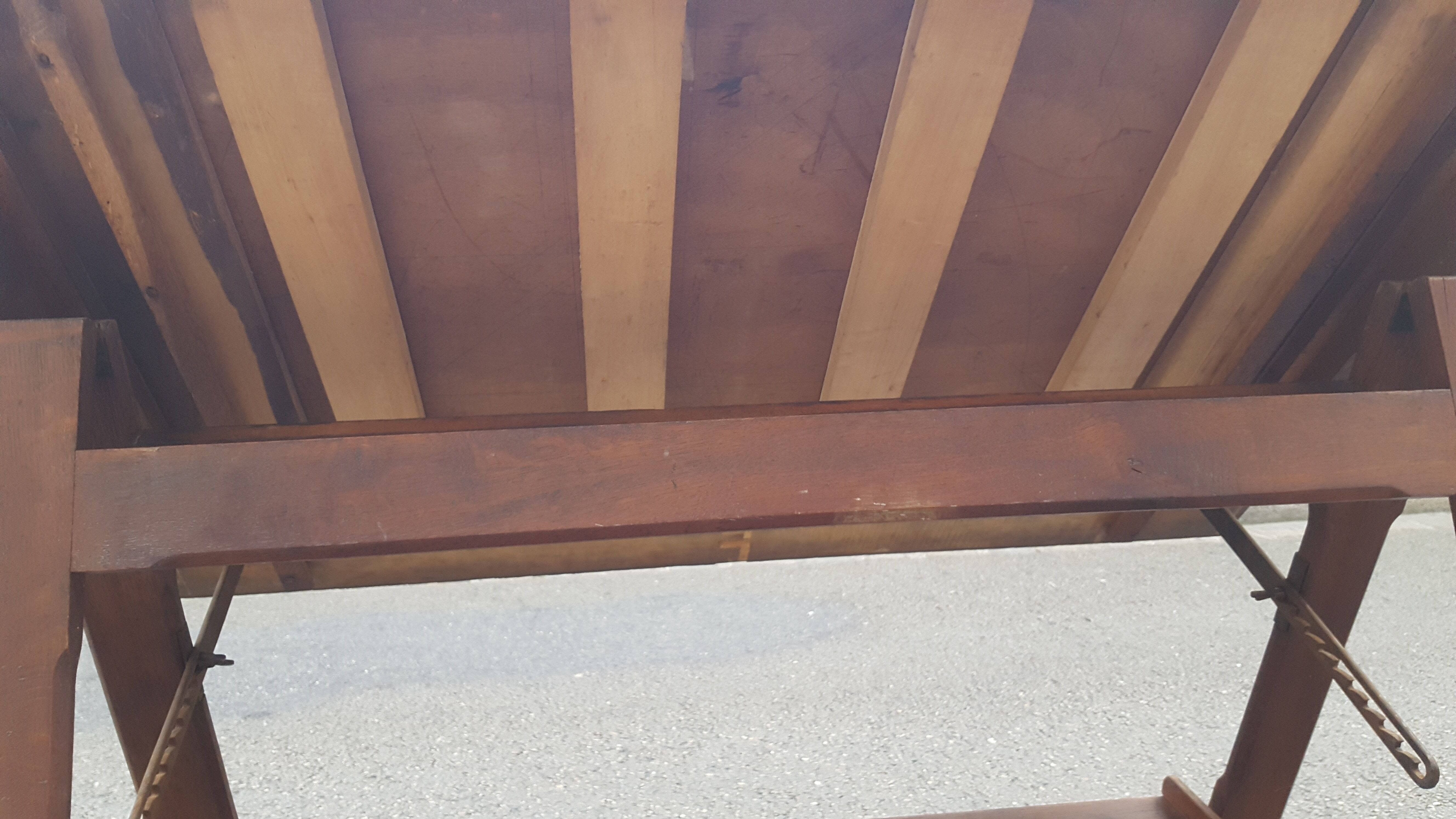 Drawing table wood and vintage metal