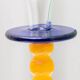 Murano Glass Candleholder - Postmodern Memphis Milano 1980s, Yellow Stem, Cobalt Base, Clear Cup