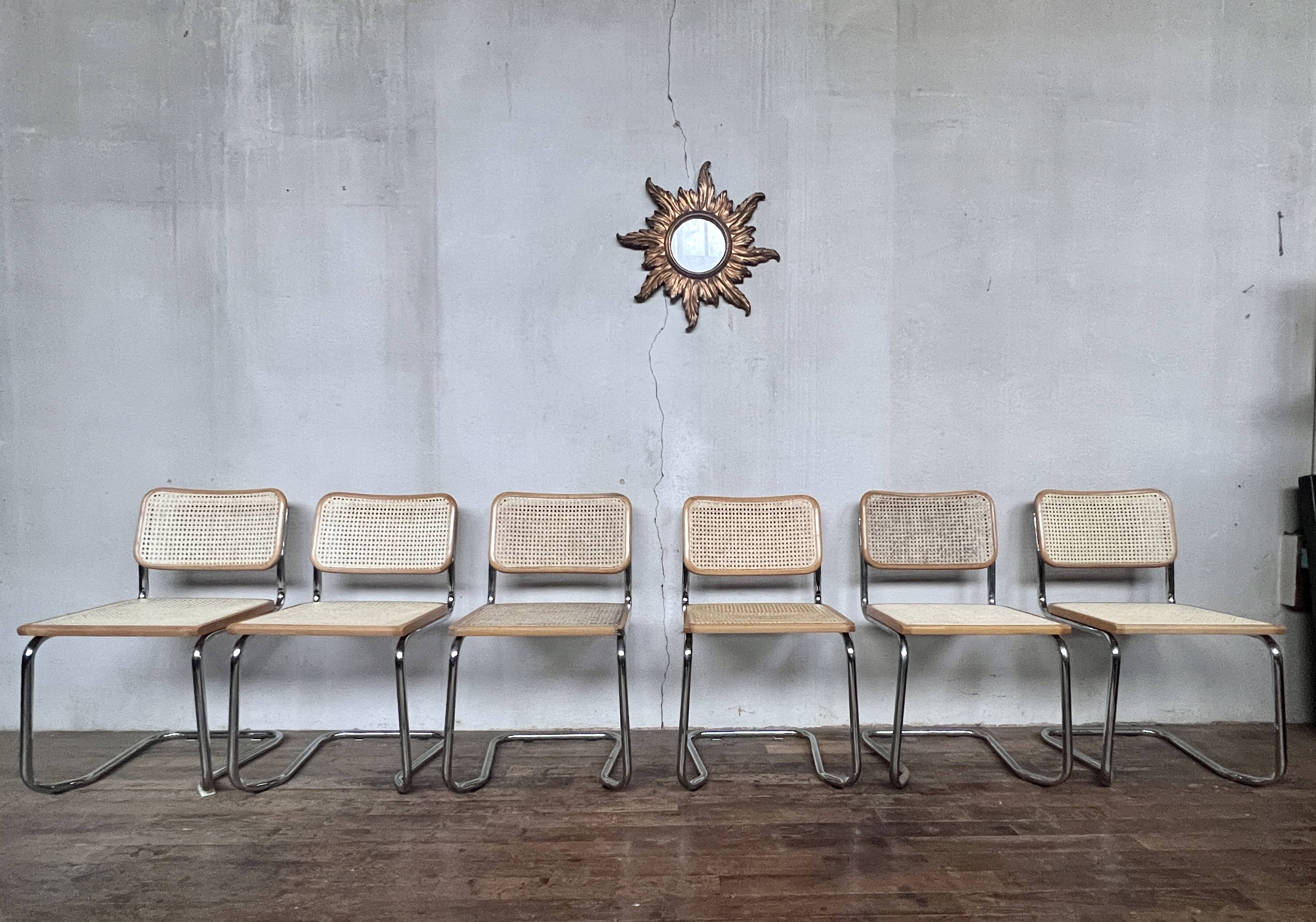 Series of 6 vintage Marcel Breuer style chairs