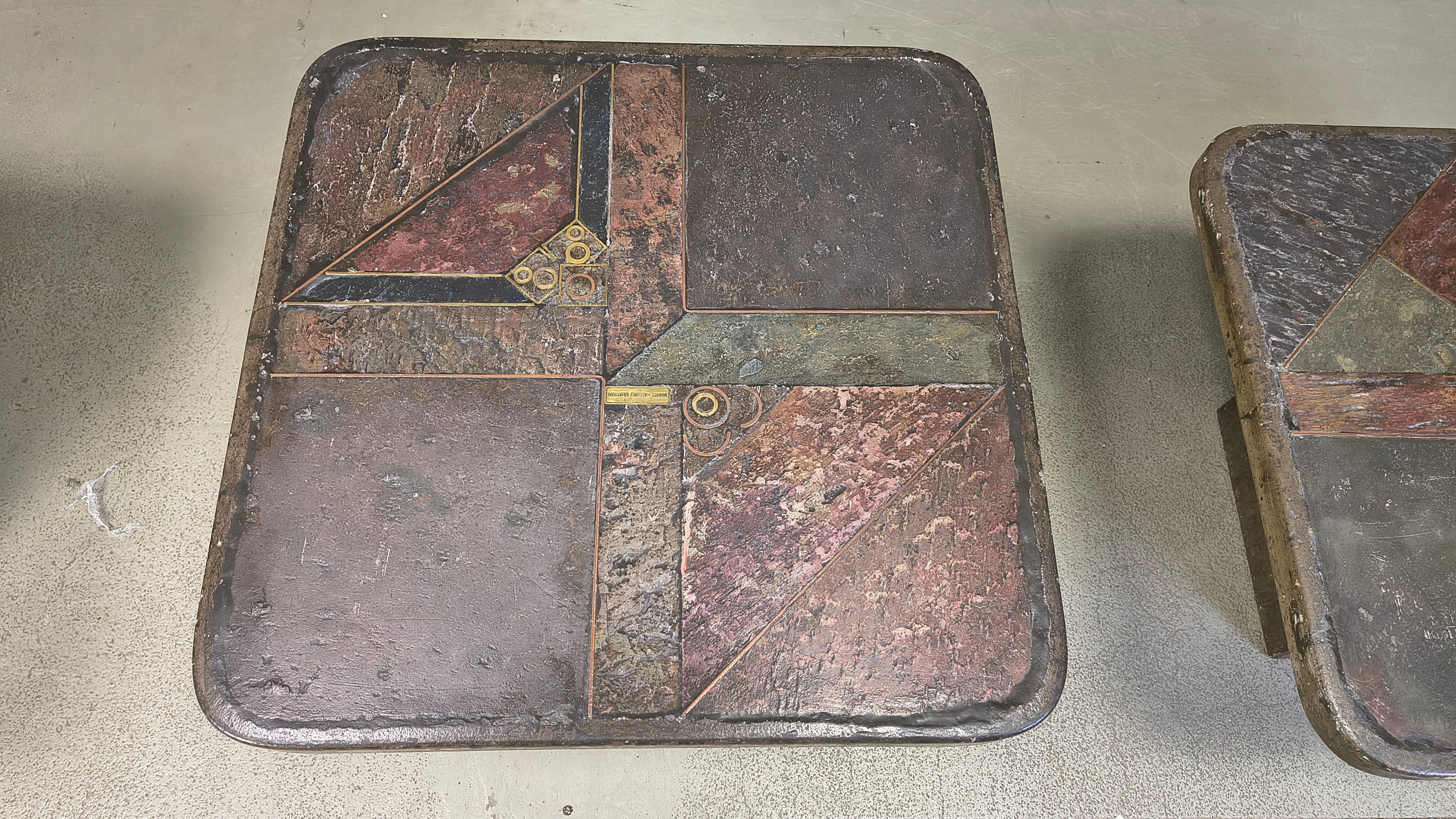 Vintage brutalist slate stone nesting tables by Design Studio Stam, 1990s