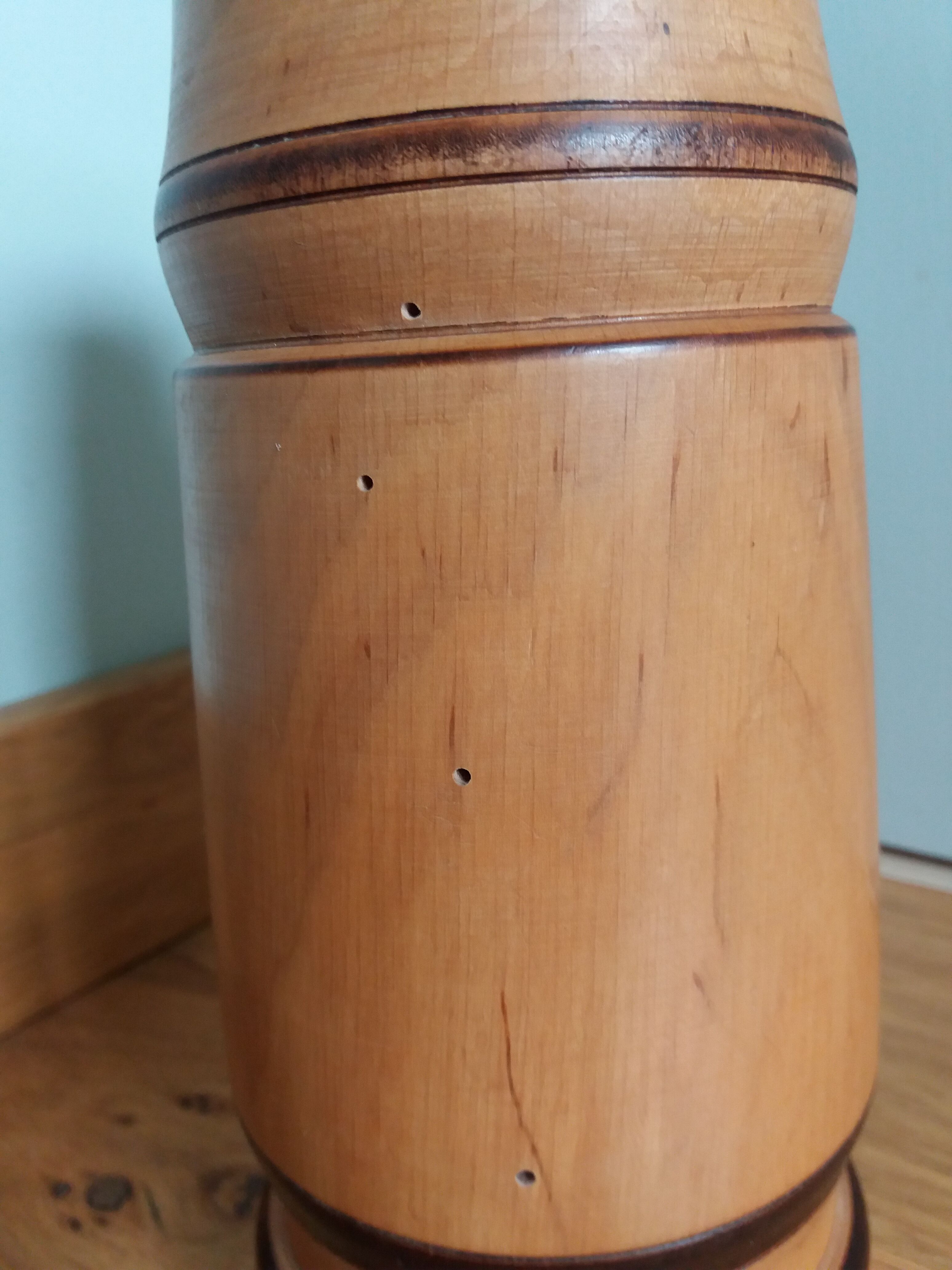 Turned wooden lamp base