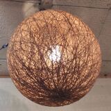 XL lampshade ball in hemp rope and rattan - 1970s