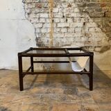 Table basse en bambou des années 70 avec porte revue intégré