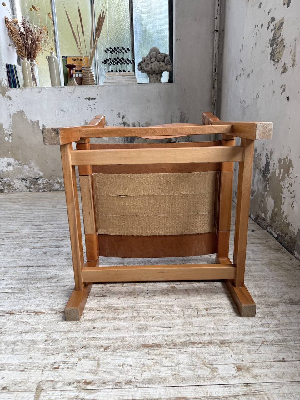 Elm and leather armchair Maison Regain