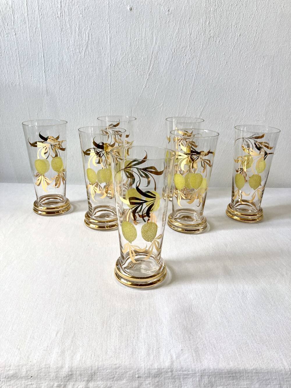 Lemonade service, lemon and golden foliage decor, France, 1960s-70s.