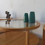 Round Tables with Glass Tops, Set of 3.