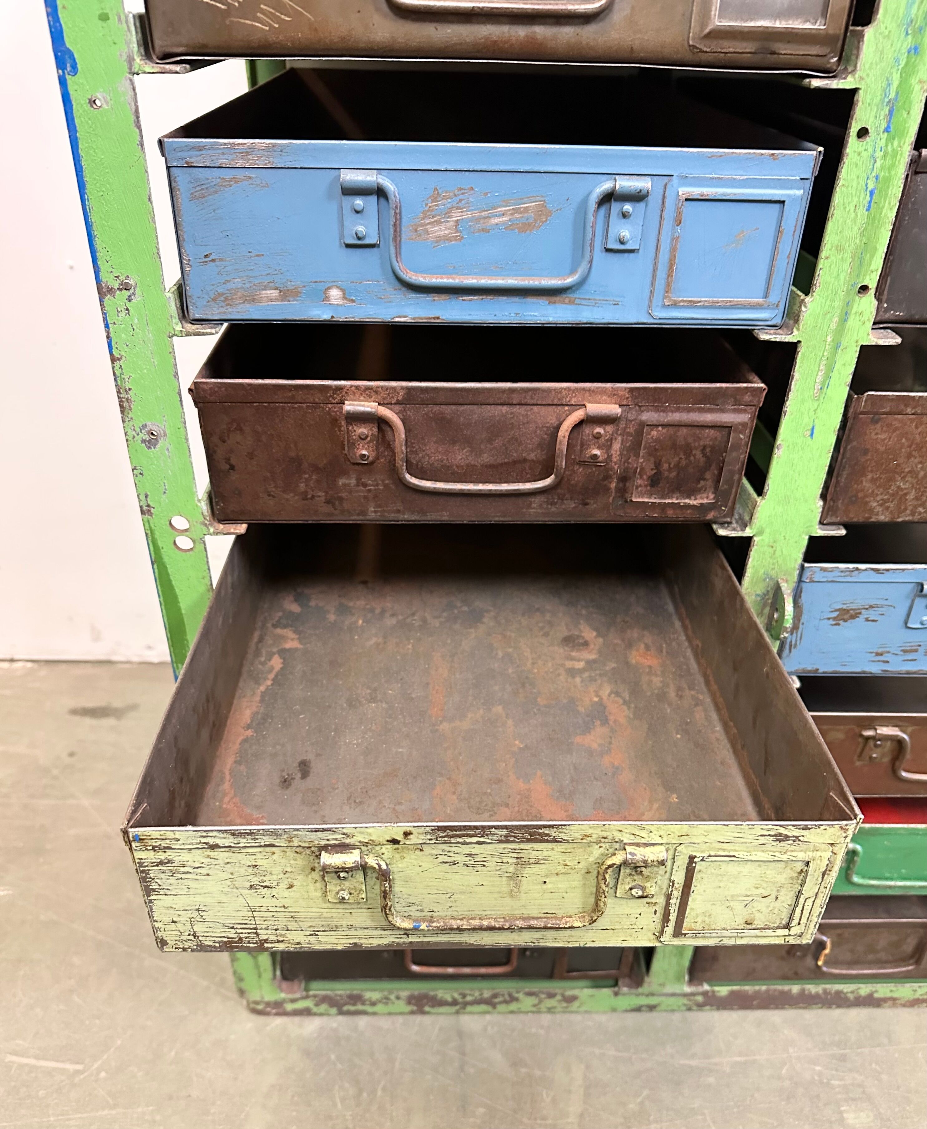 Vintage industrial iron chest of drawers, 1950s