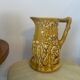 Old large Sarreguemines Majolica earthenware pitcher, vintage slip