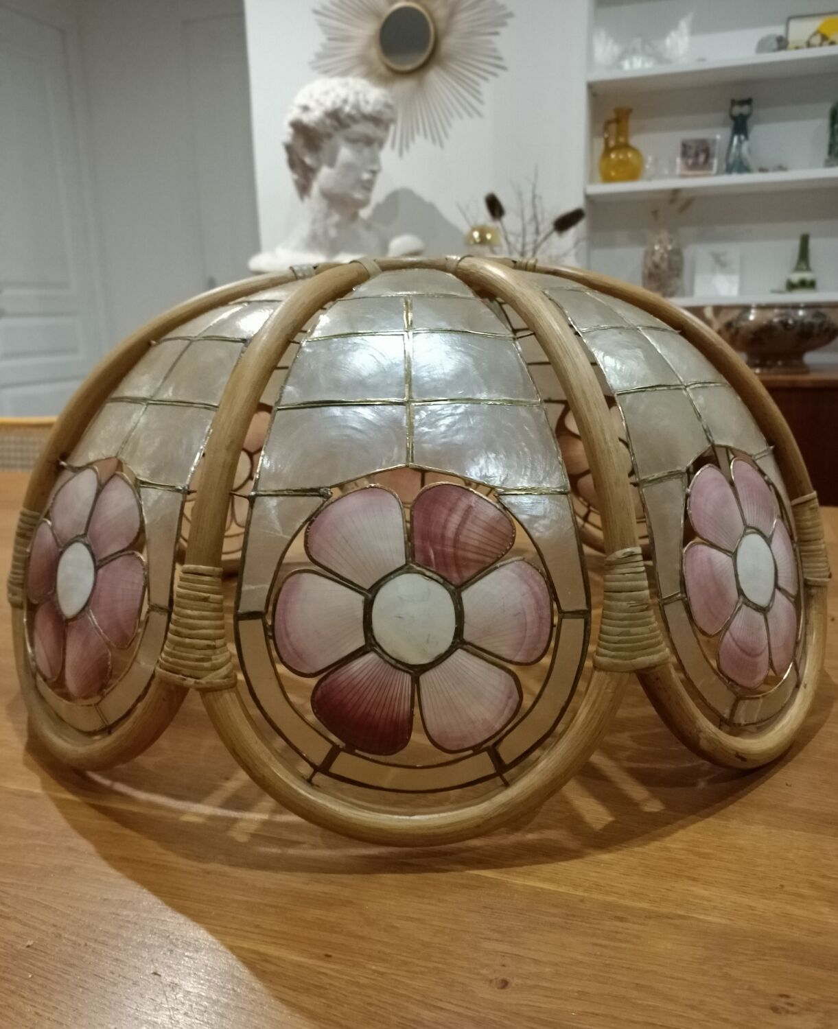 Suspension nacre et bambou