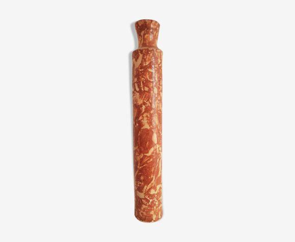 Marbled vase red-orange, signed Triki