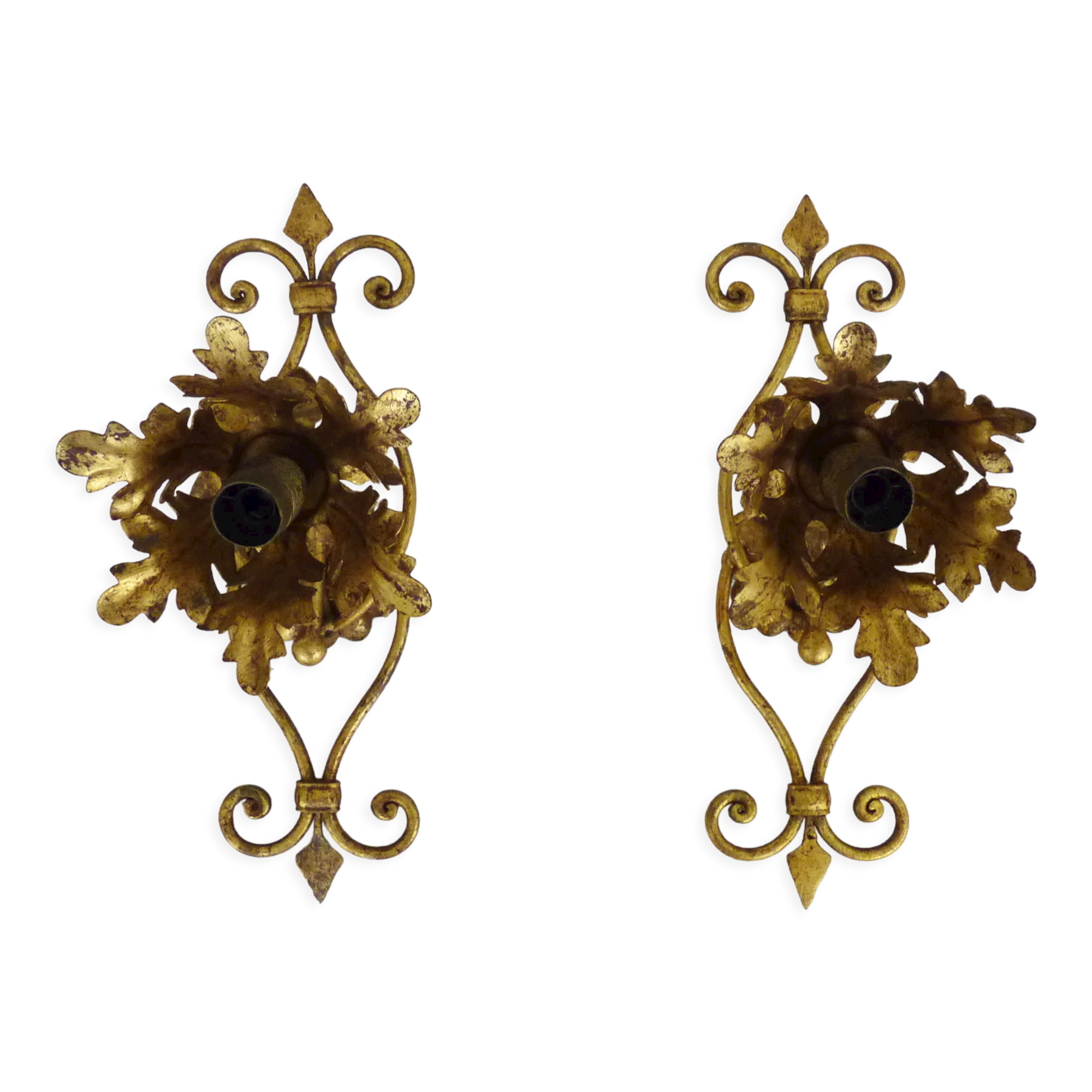 Pair of gilded metal sconces from Banci Firenze, Italy, 1960s