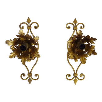 Pair of gilded metal sconces from Banci Firenze, Italy, 1960s