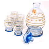 Carafe et 6 verres bleus