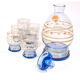 Carafe and 6 blue glasses