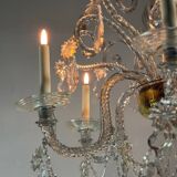 Liège lustre in blown glass and cut crystals, 6 light arms, 18th century