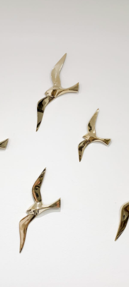 Soaring 6 golden brass swallows