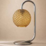 Chrome and amber glass table lamp, attributed to Rolf Krüger, 1970s.