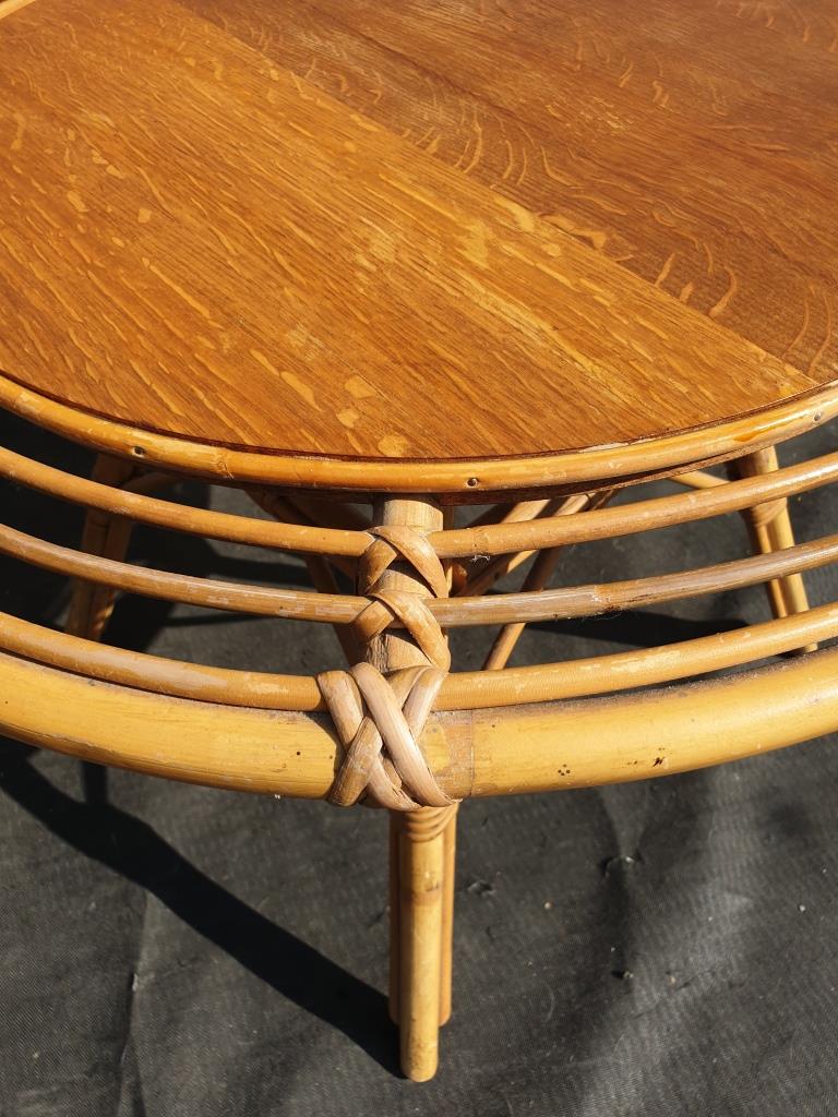 Bamboo and rattan side table