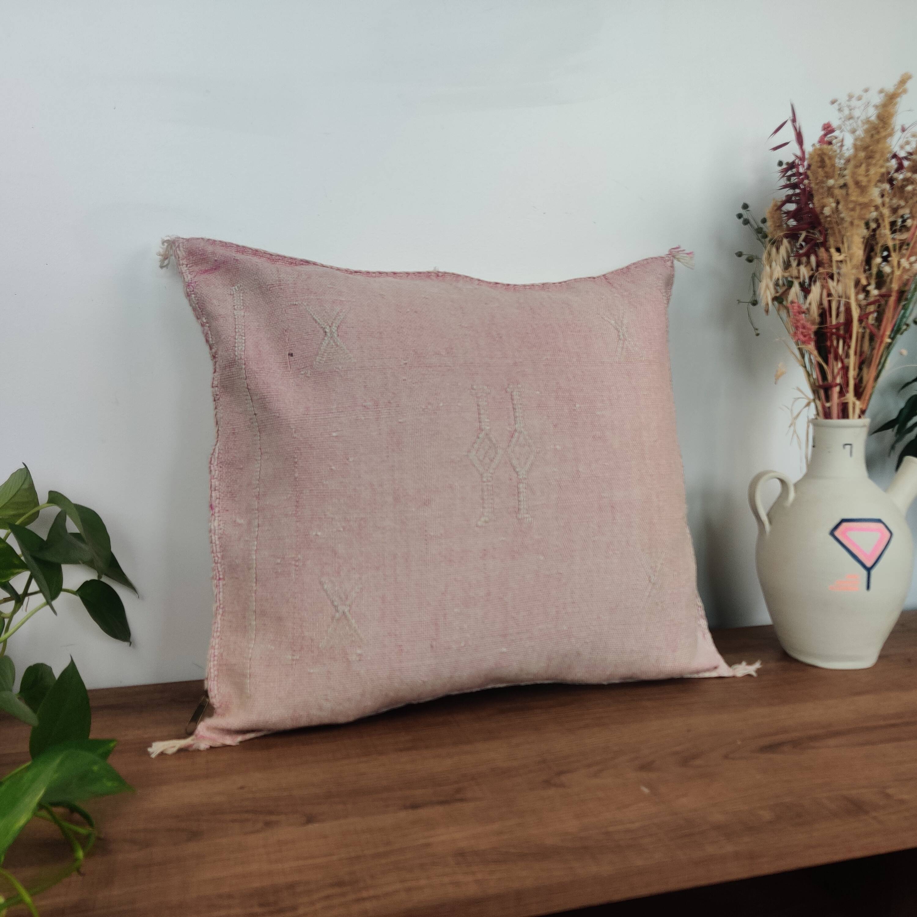 vintage pink Berber cushion