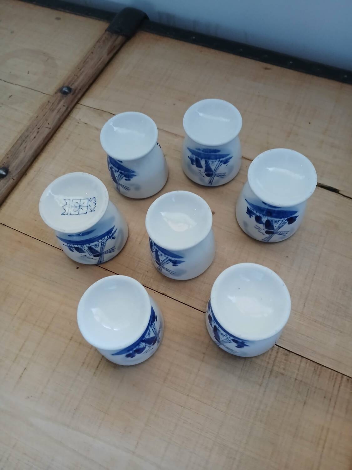 7 antique egg cups