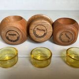 6 candle holders and a wooden vase Nopjes woodturning handmade