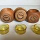 6 candle holders and a wooden vase Nopjes woodturning handmade