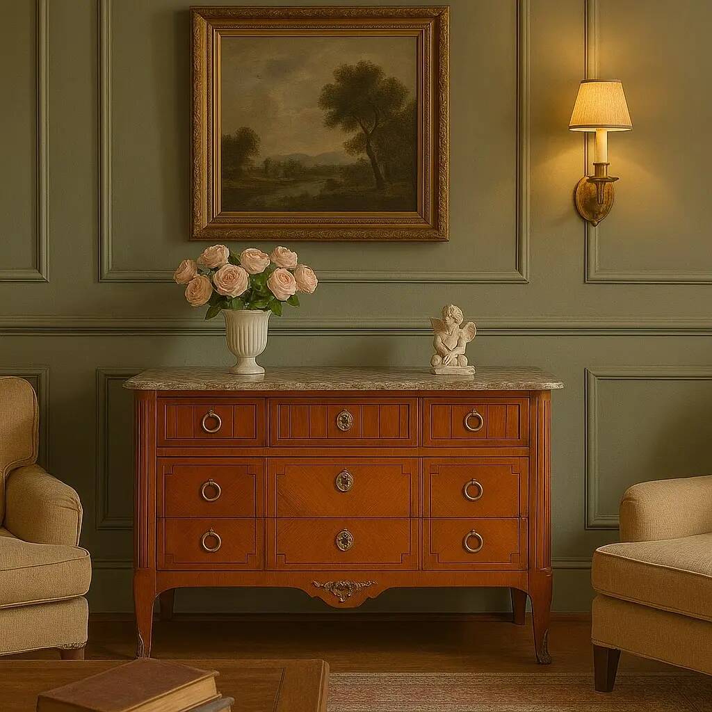 Commode Louis XVI ancienne en acajou et bois de rose, XIXe siècle