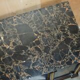 Contemporary Chinese buffet with a marble top and space for a mini-fridge.