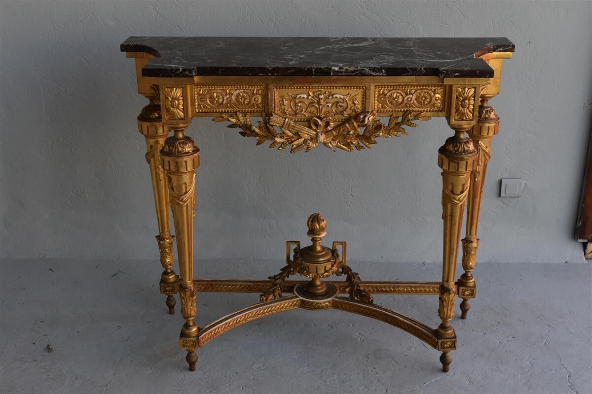 Console time XIX wood and stucco gilded Louis XVI style