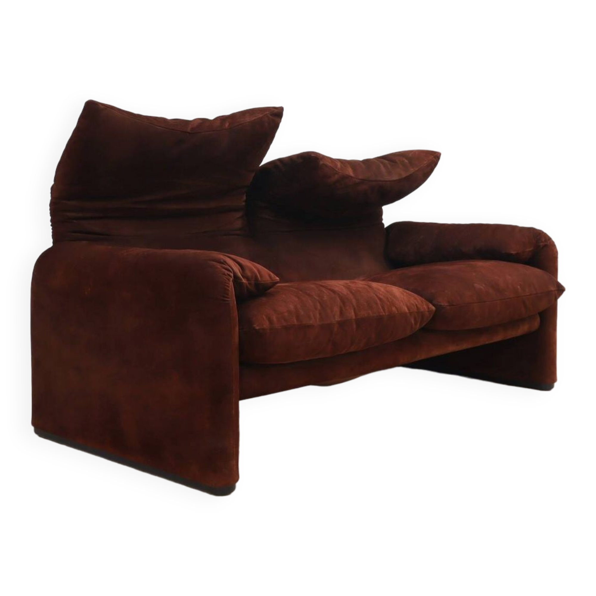 Canapé Maralunga 2 places en cuir suédé Cassina années 1970