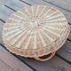Vintage rattan tray, 2 handles, and glass top