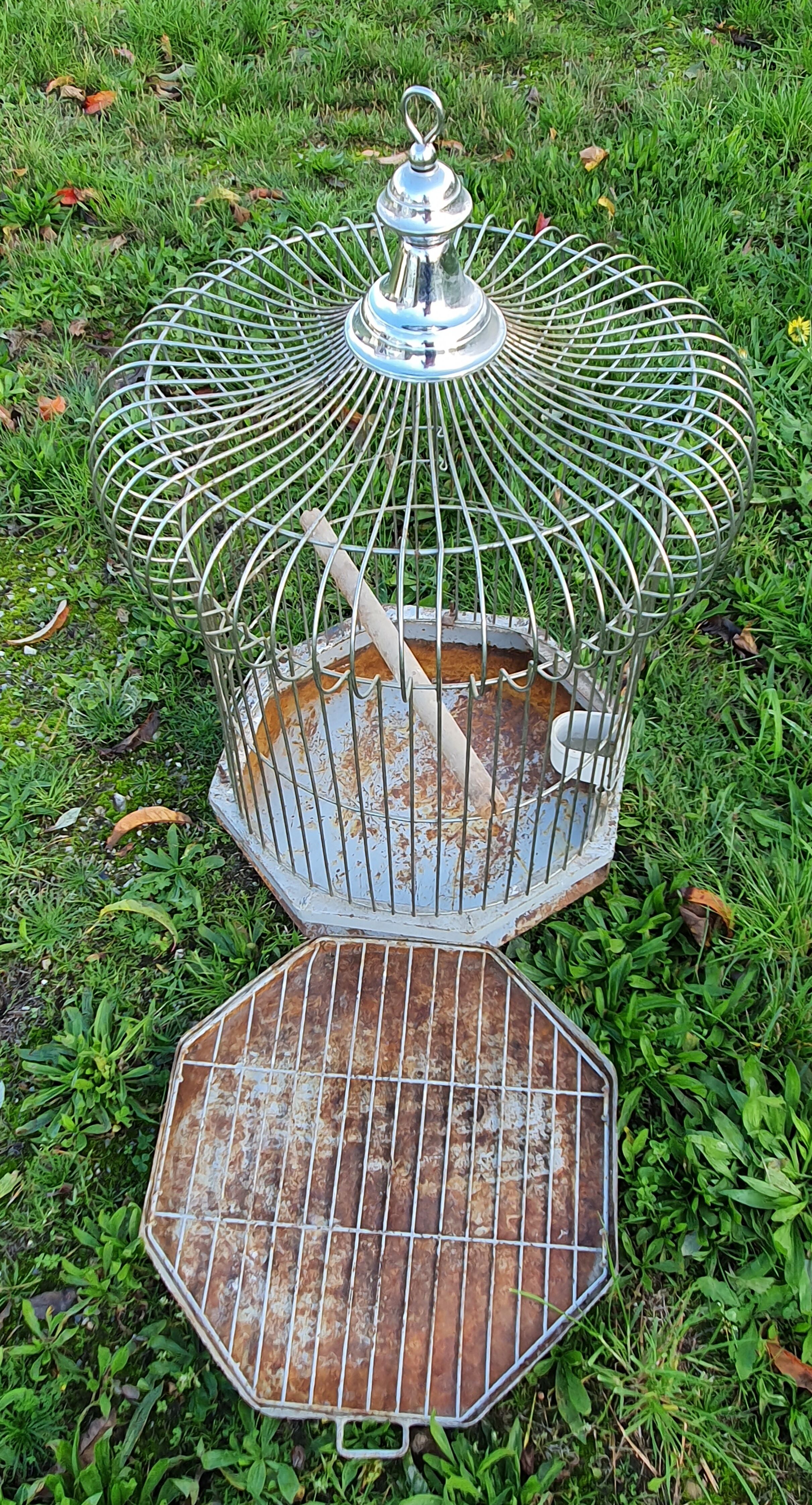 Large old iron parrot cage