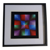 Tableau Vintage Art Optique - Victor Vasarely - Frame 40x40cm