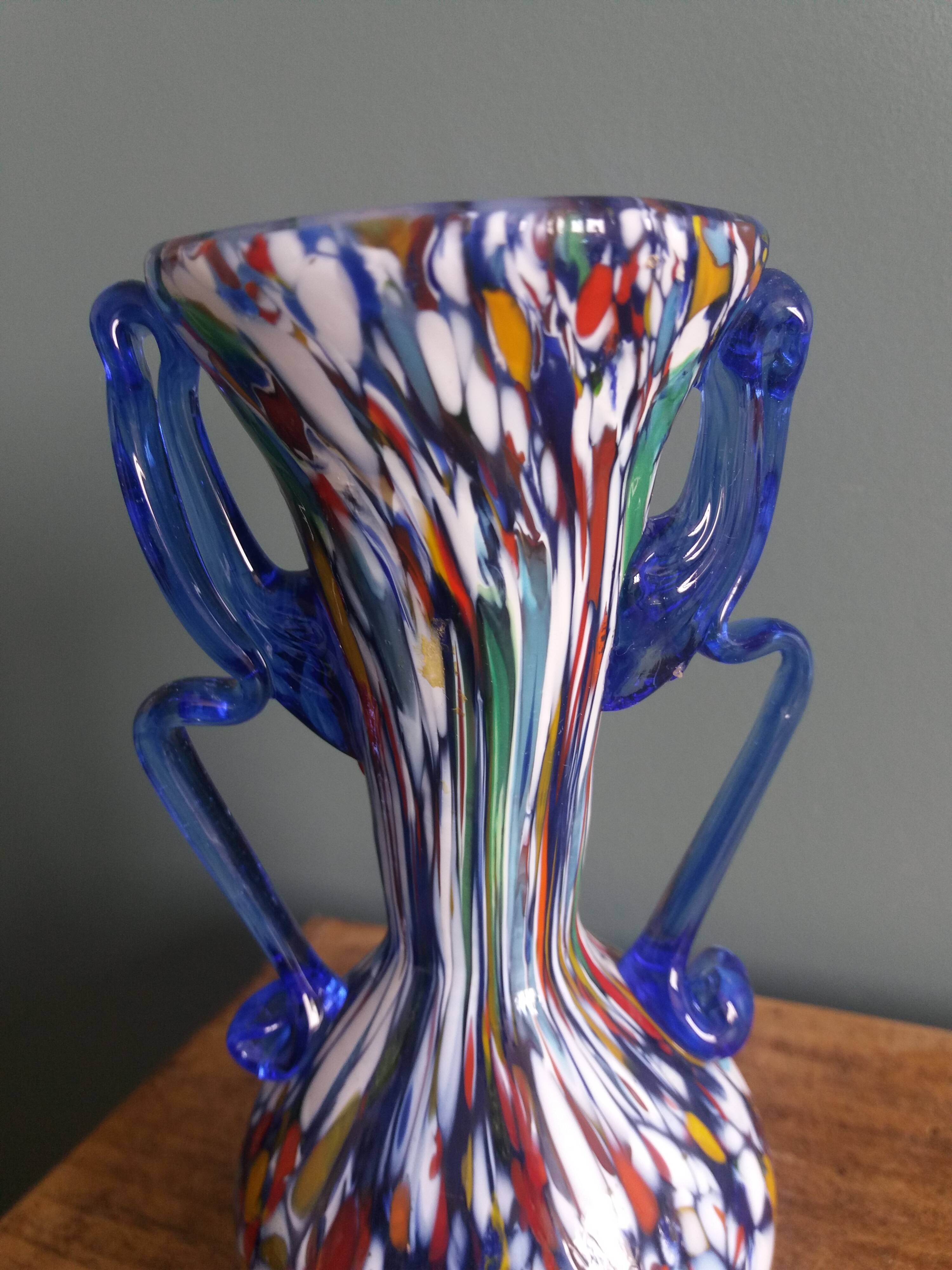 Murano polychrome blown glass vase