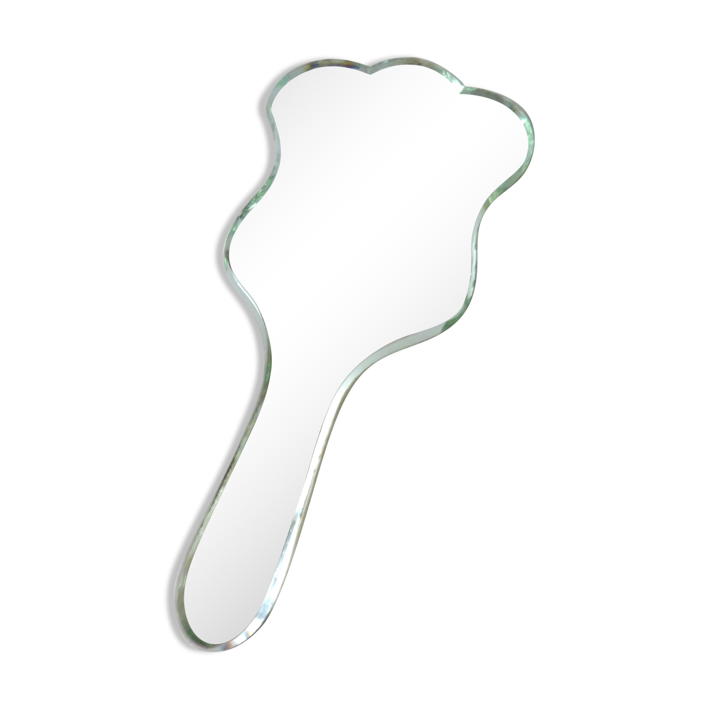 Hand glass mirror beveled art deco 13x28cm