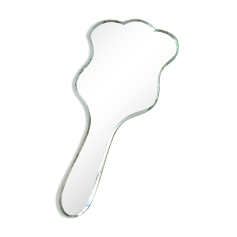 Hand glass mirror beveled art deco 13x28cm