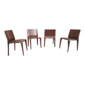 Stackable Bull Chairs in Dark Brown Leather by Mario Bellini for Cassina, 1990s, Set of 4