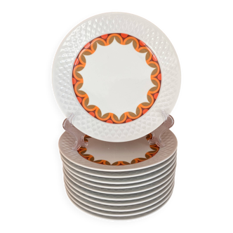 11 dessert plates in porcelain Space Age Schirnding Bavaria