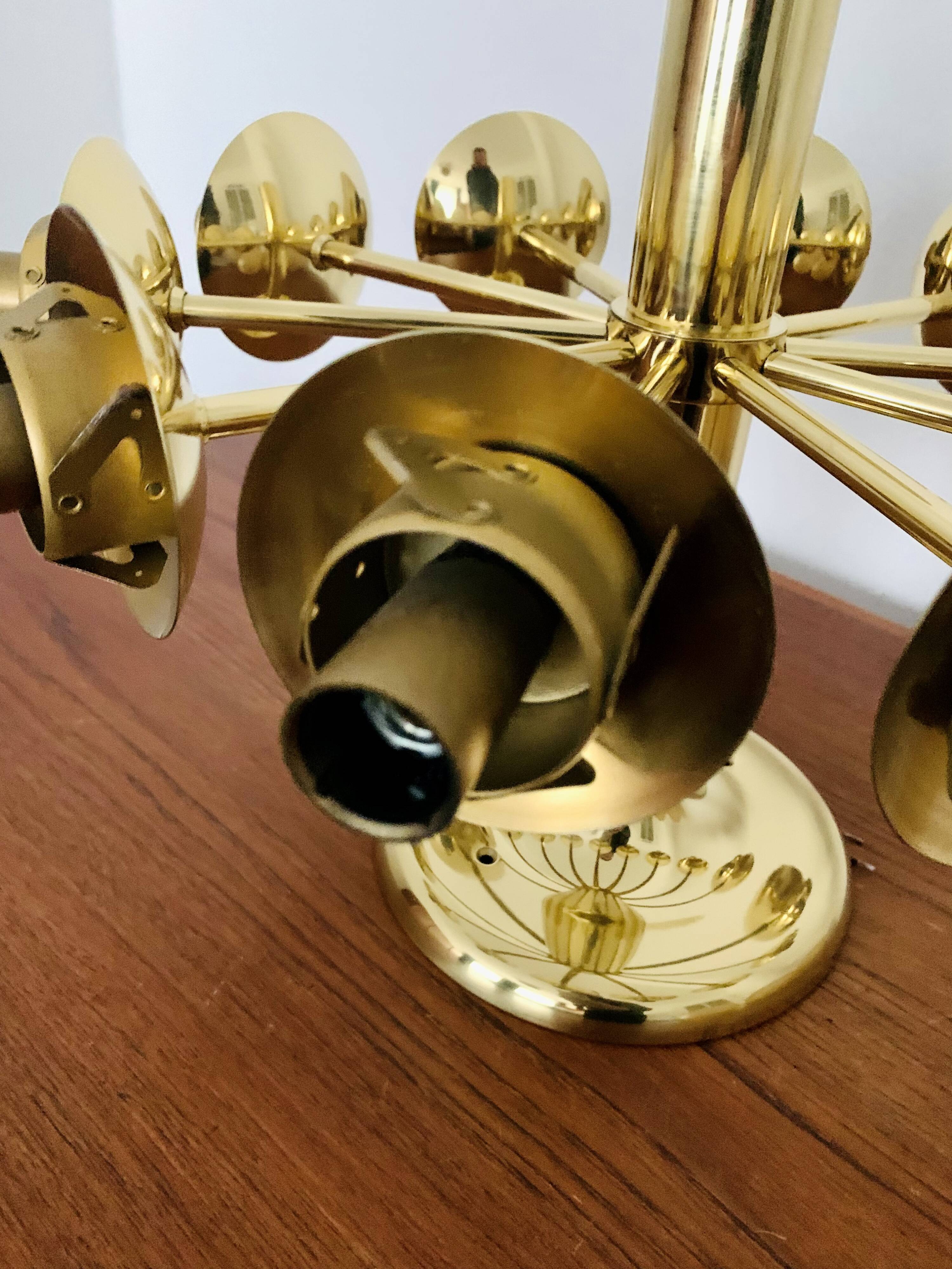 Large Brass Sputnik Flush Chandelier by Kaiser Leuchten