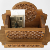 Mail holder, handmade documents carved wood old