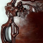 Antique rosewood serving tray carved with vines China D058