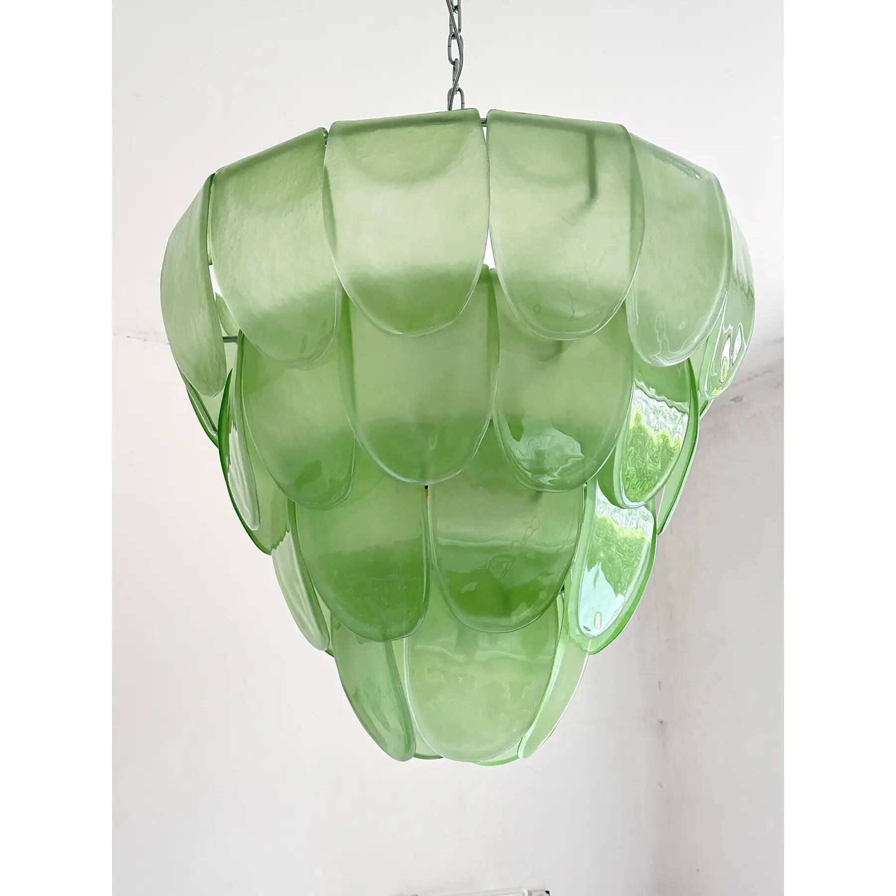 Contemporary Modern Green “Petals” Murano Glass Chandelier by Simoeng