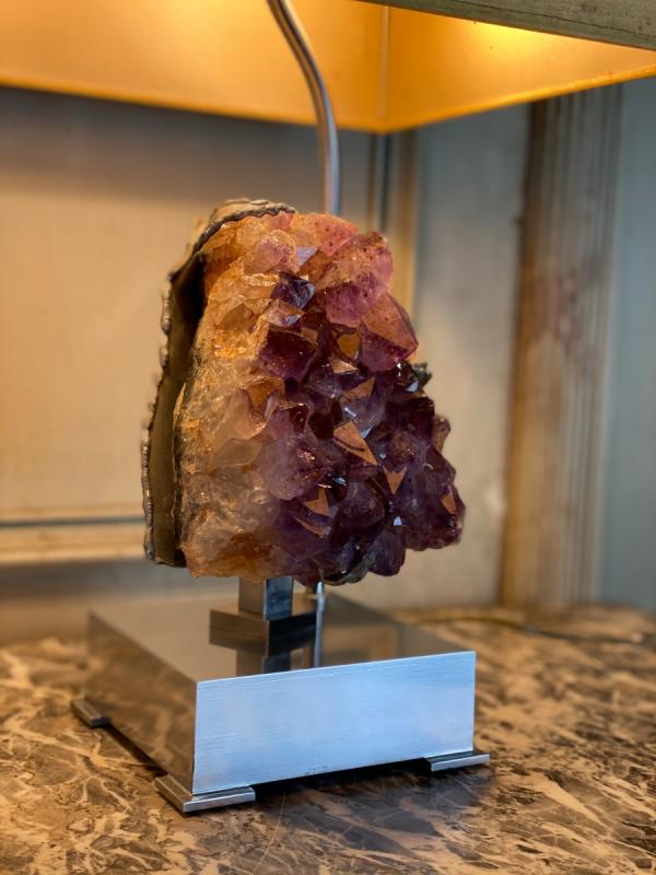 Lamp metal and amethyst circa 1980
