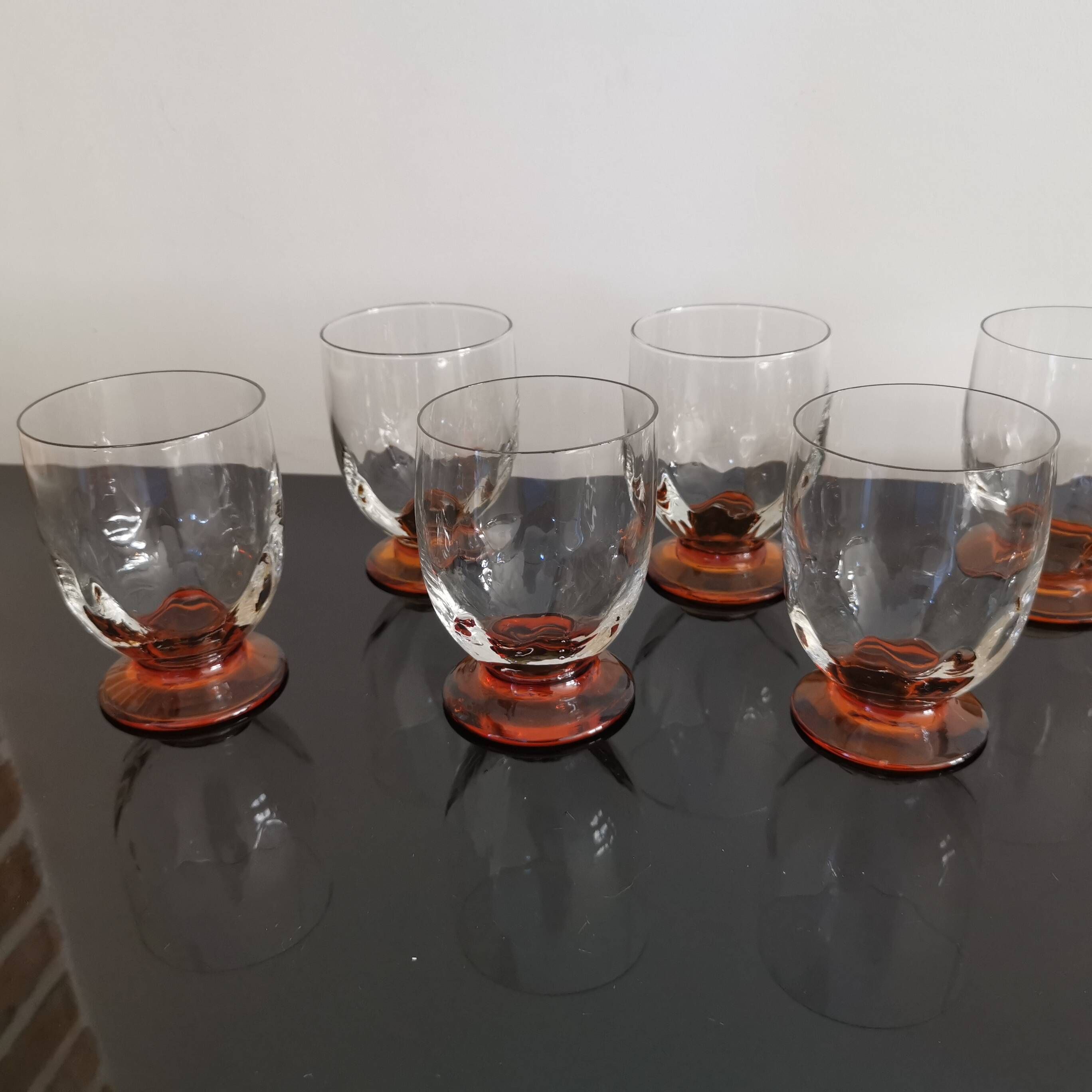 10 Art-Deco red wine glasses blown 1930