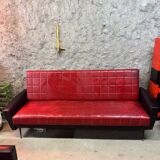 Vintage sofa and 2 armchairs with compass feet