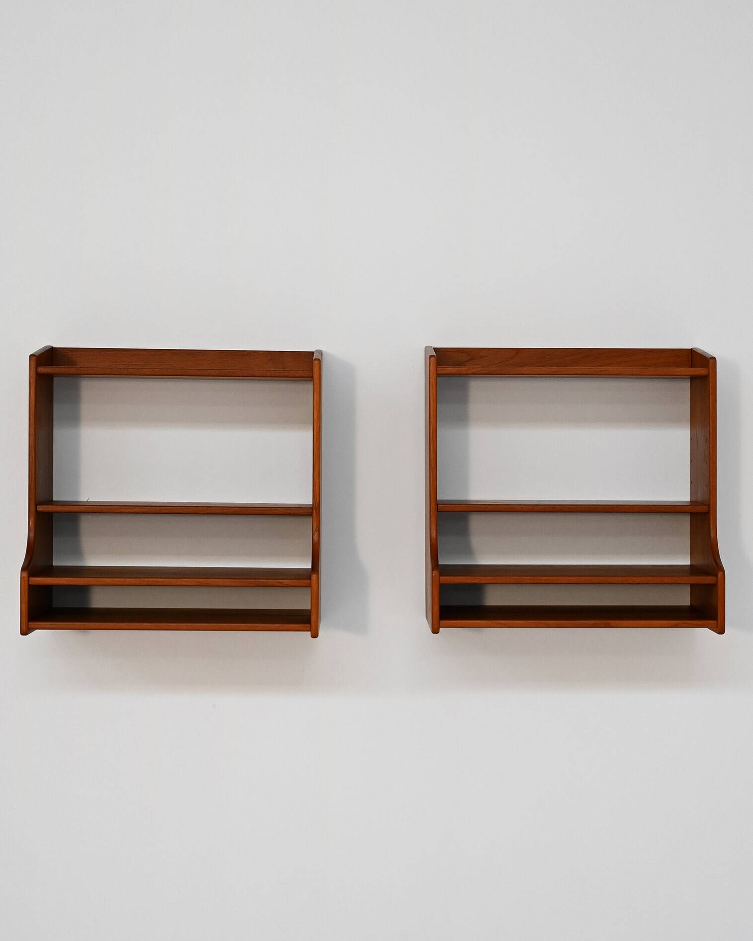 Wall-mounted teak bedside tables Scandinavia 1960s