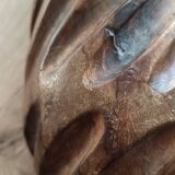 Hand-carved solid wood candle holder