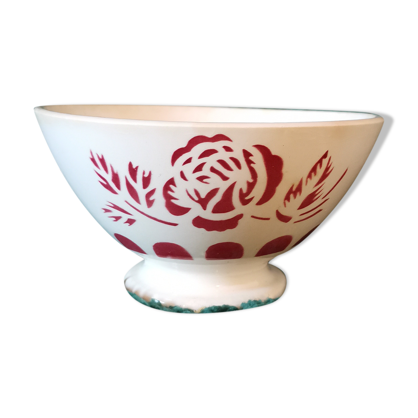 Old bowl Digoin pink red