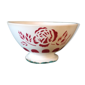 Bol ancien Digoin rose rouge