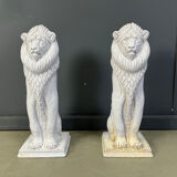 Pair of Renaissance style terracotta lion sculptures, 1950s